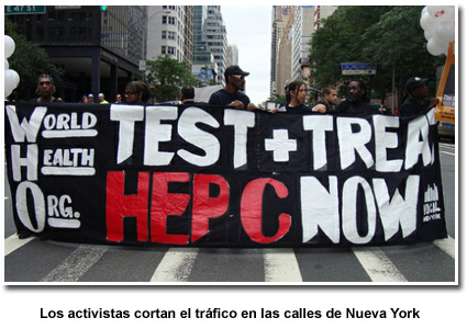 Foto: Activistas bloqueando el tráfico en la Segunda Avenida en la calle 47,